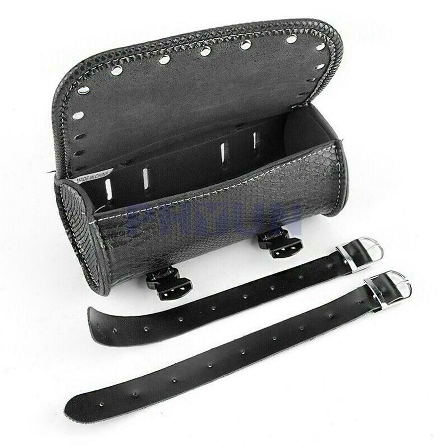 1x Motorcycle Handlebar Fork Roll Barrel Tool Bag Luggage PU Leather Universal