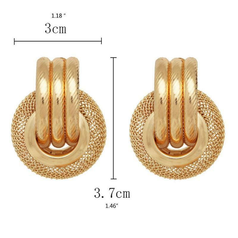 Copper Plated Simple Fashion Circle Stud Dangle Earrings Birthday Gift for Girl