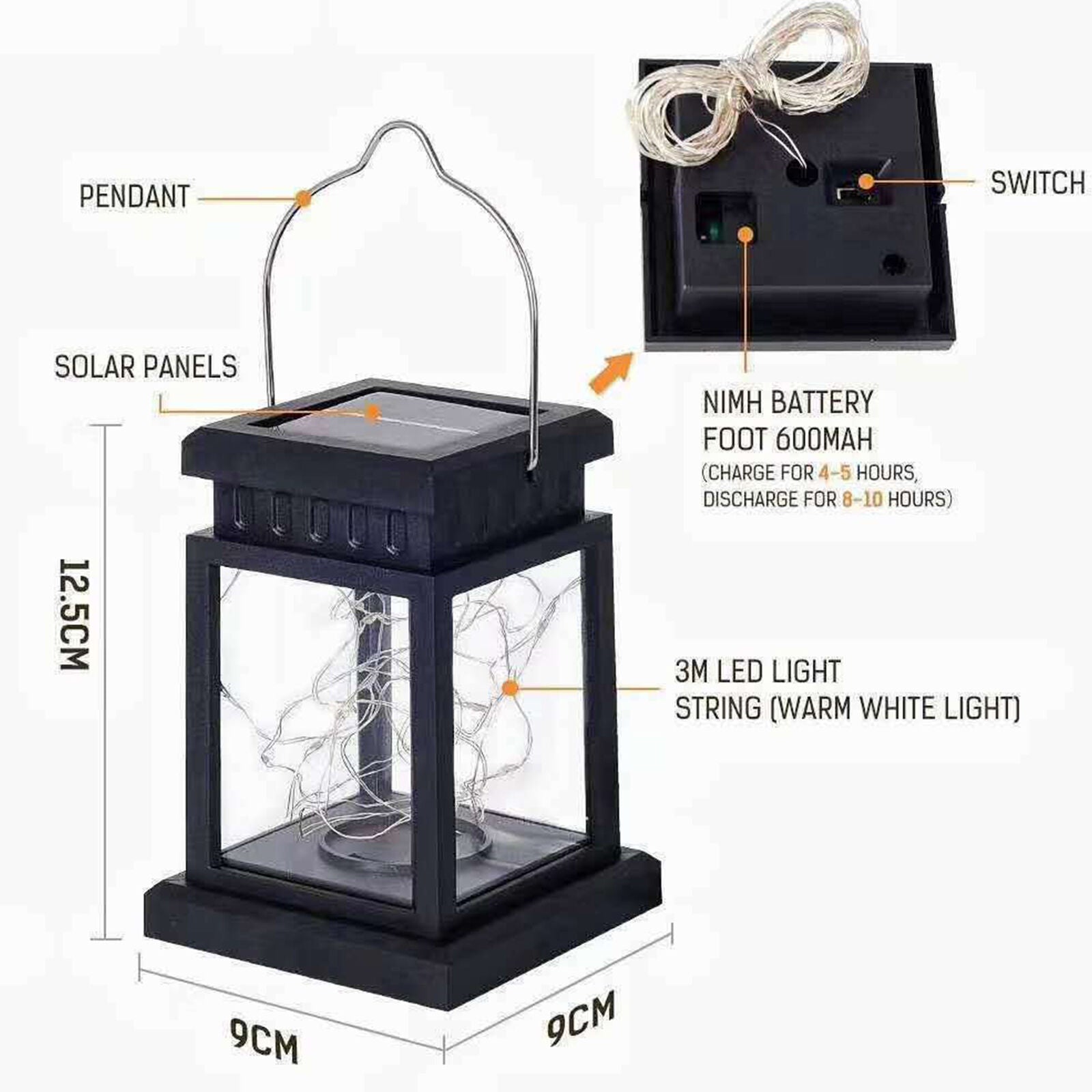 LED Solar Lantern Hanging Light outdoor Yard Patio Garden Lamp Decor Waterproof