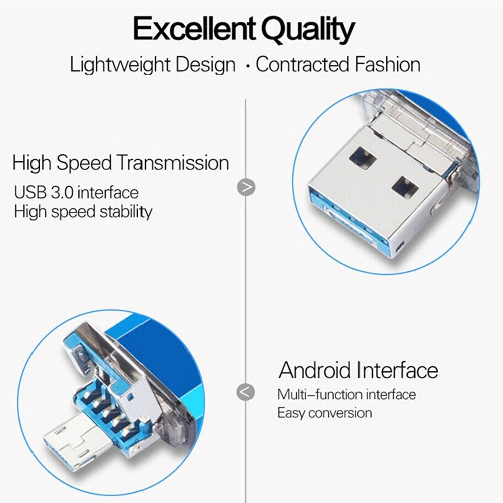 3-in-1 64G USB 3.0 Flash Drive Type-C Micro USB Memory Stick for IOS/Android