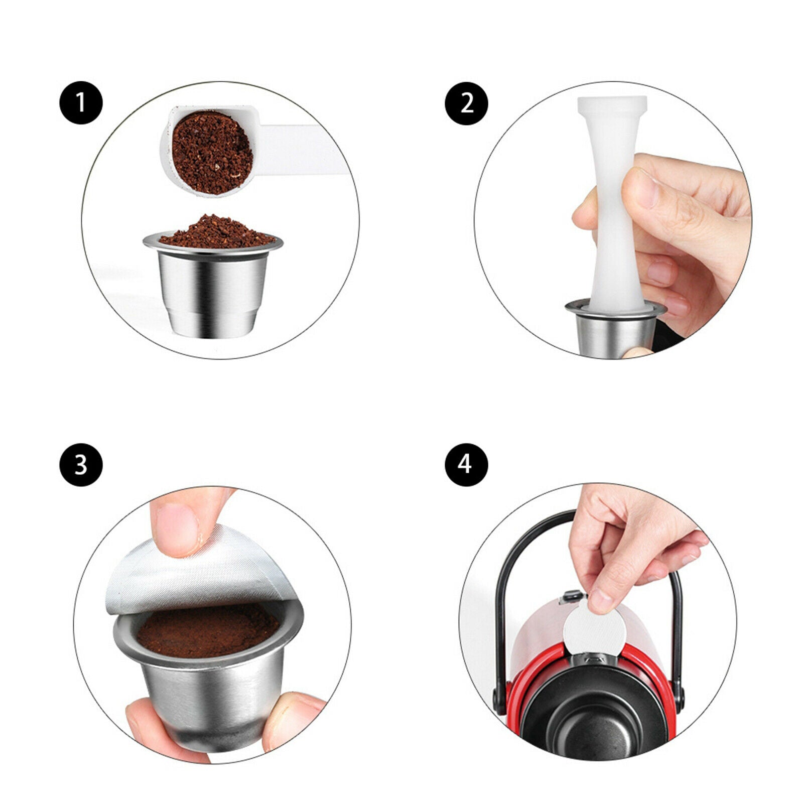 Solid Plastic Coffee Capsule Tamper Dual Head Espresso Capsule Filling Tool