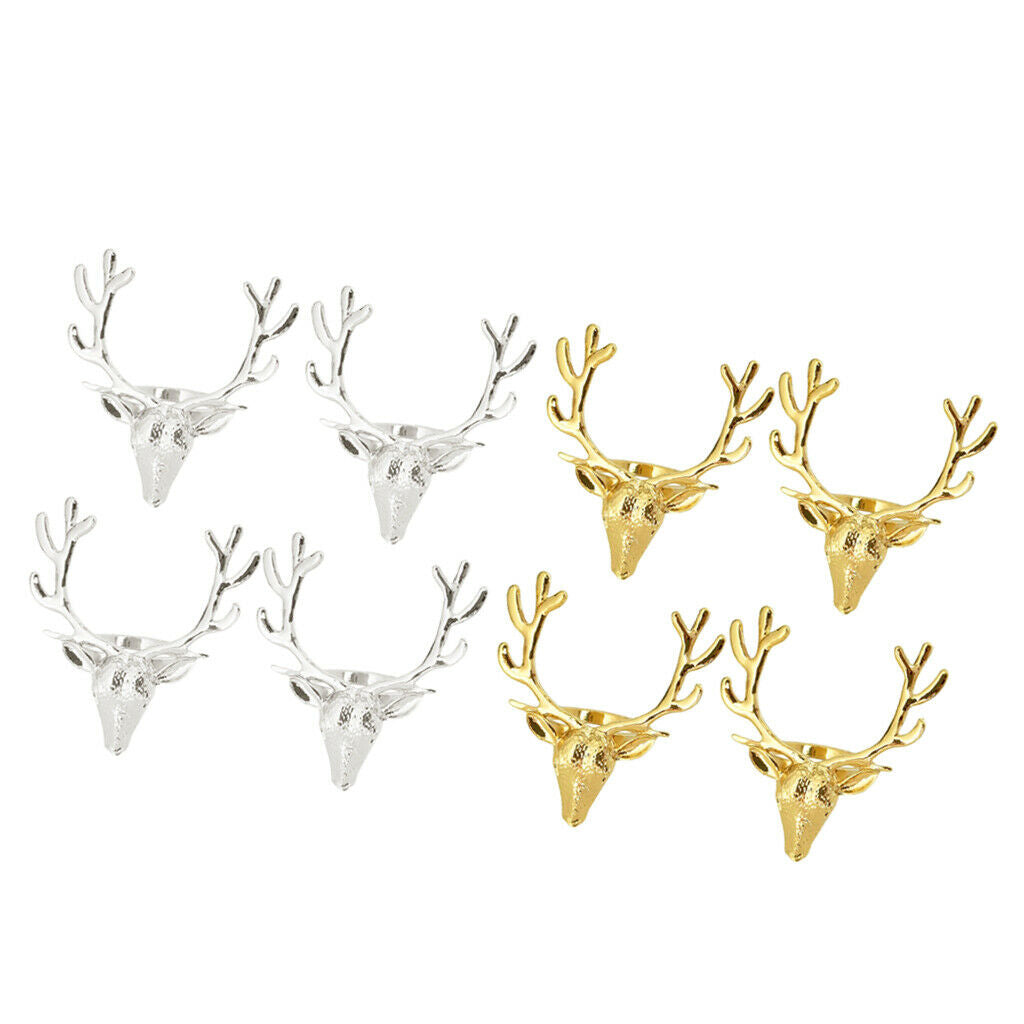 8xLuxury Reindeer Napkin Rings Napkin Buckle for Dinner