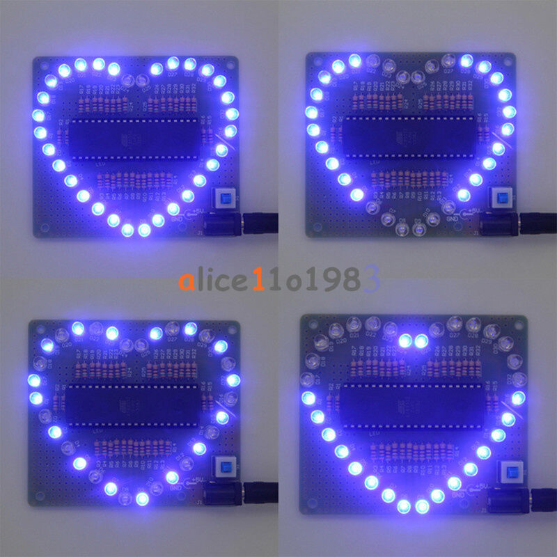 White LED Blue Colorful Light  5V DIY Heart Shaped Light Electronic Kit Set