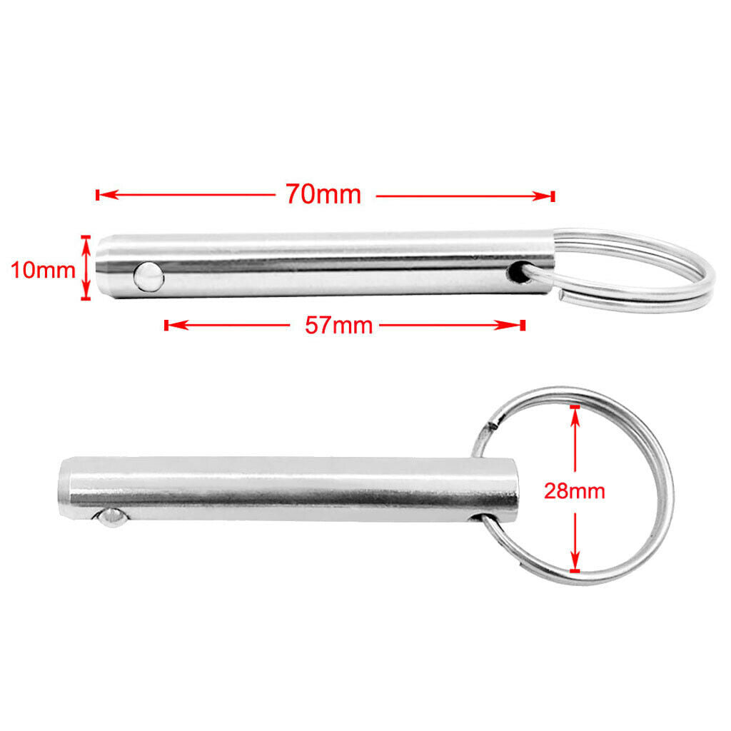 Stainless steel 316 quick release 10mm pin Bimini boat pin detent ring