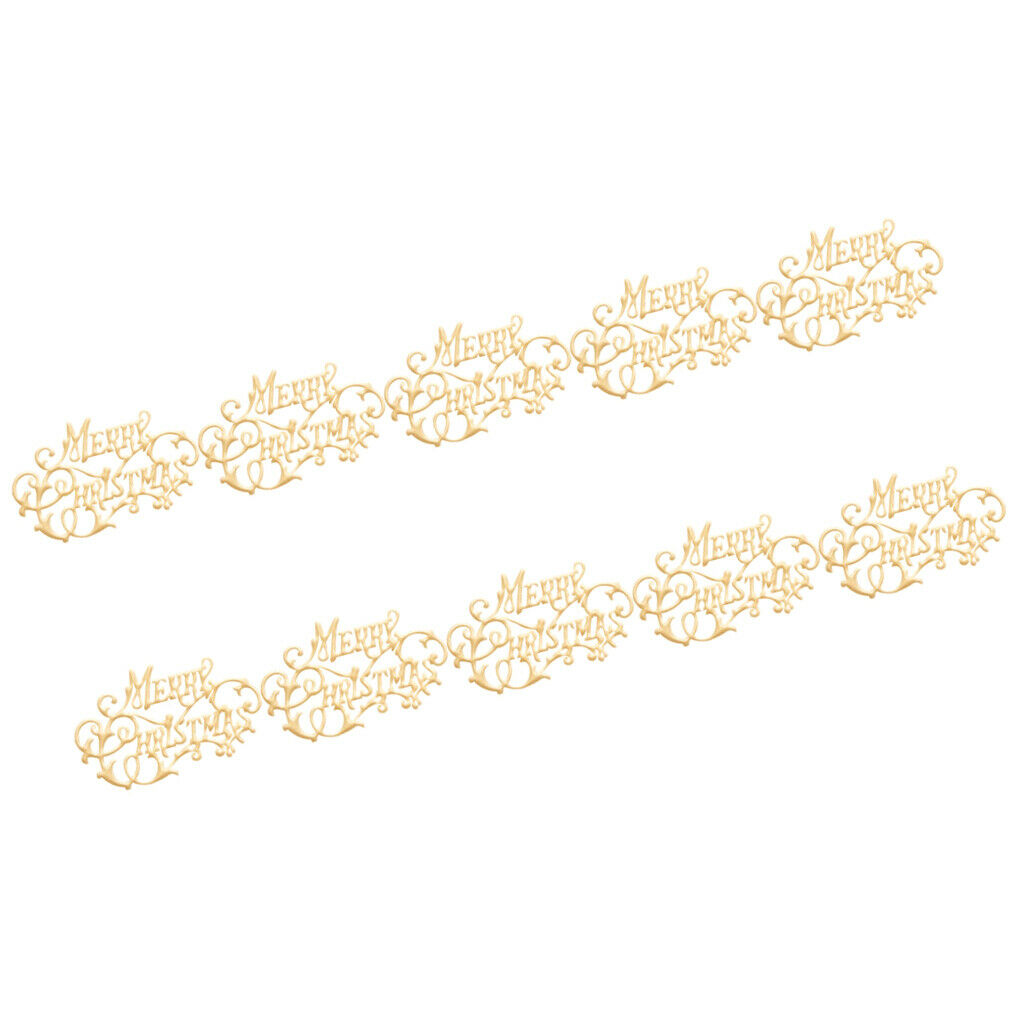 10pcs Merry Christmas Wooden Pieces Christmas Xmas Ornaments DIY Craft