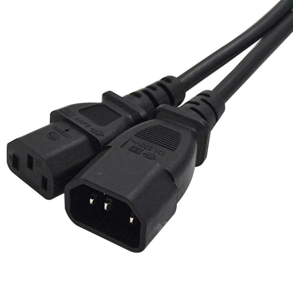 Black New PVC C14 Male to C13 Female Power Convertor 3.3ft Replacement