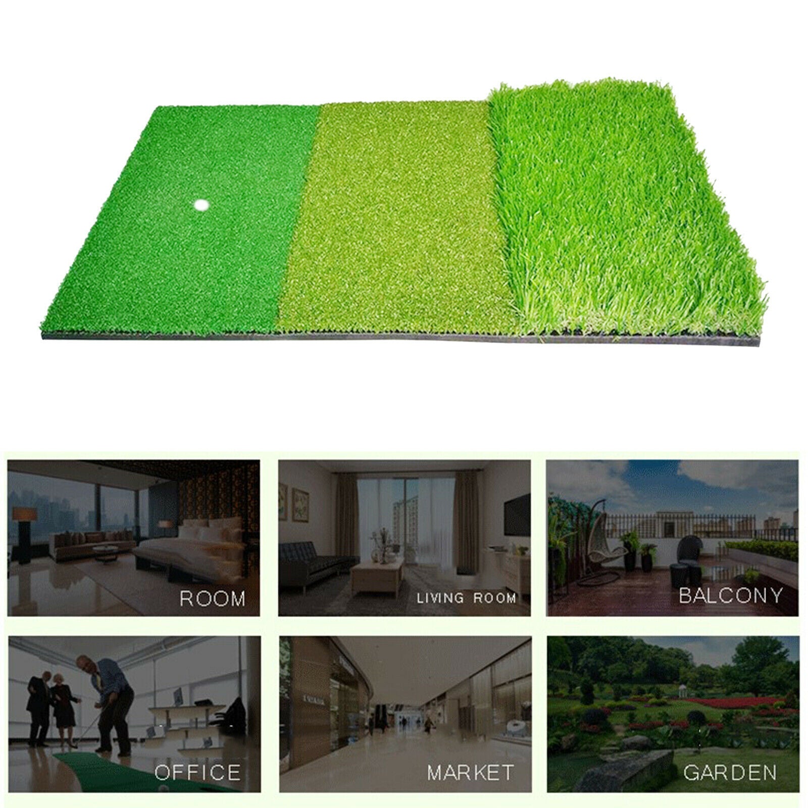 3-in-1 Practice Golf Mats Turf Putting Pad Portable Backyard Indoor