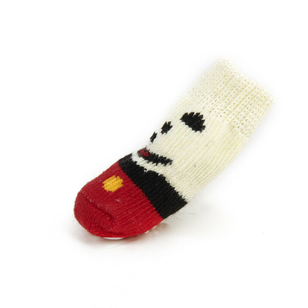 4 Pieces Smile Bear Pattern Anti-Slip Dog Socks Traction Control for Indoor