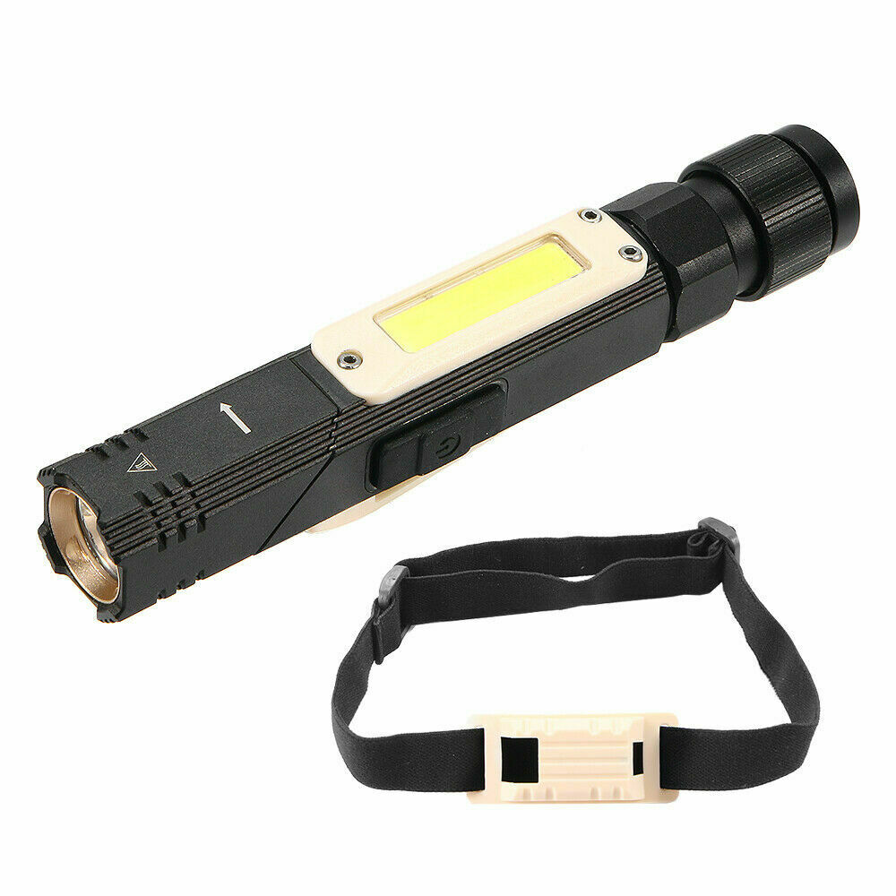 USB Rechargeable Magnetic Work Flashlight Light LED COB Torch Headlight Camping