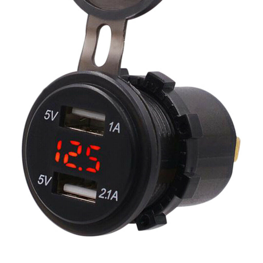 3.1A Dual USB Charger Power Outlet Digital Voltmeter Red LED 12-24V for Car