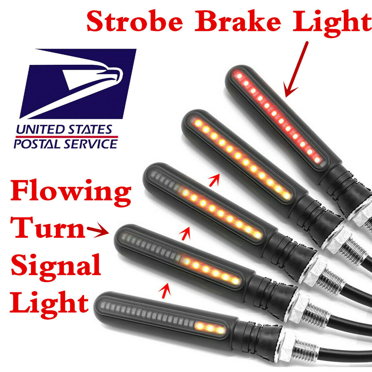 1 Pair 12V LED Brake Tailight Flasher Strobe Flowing Turn Signal Indicator Light