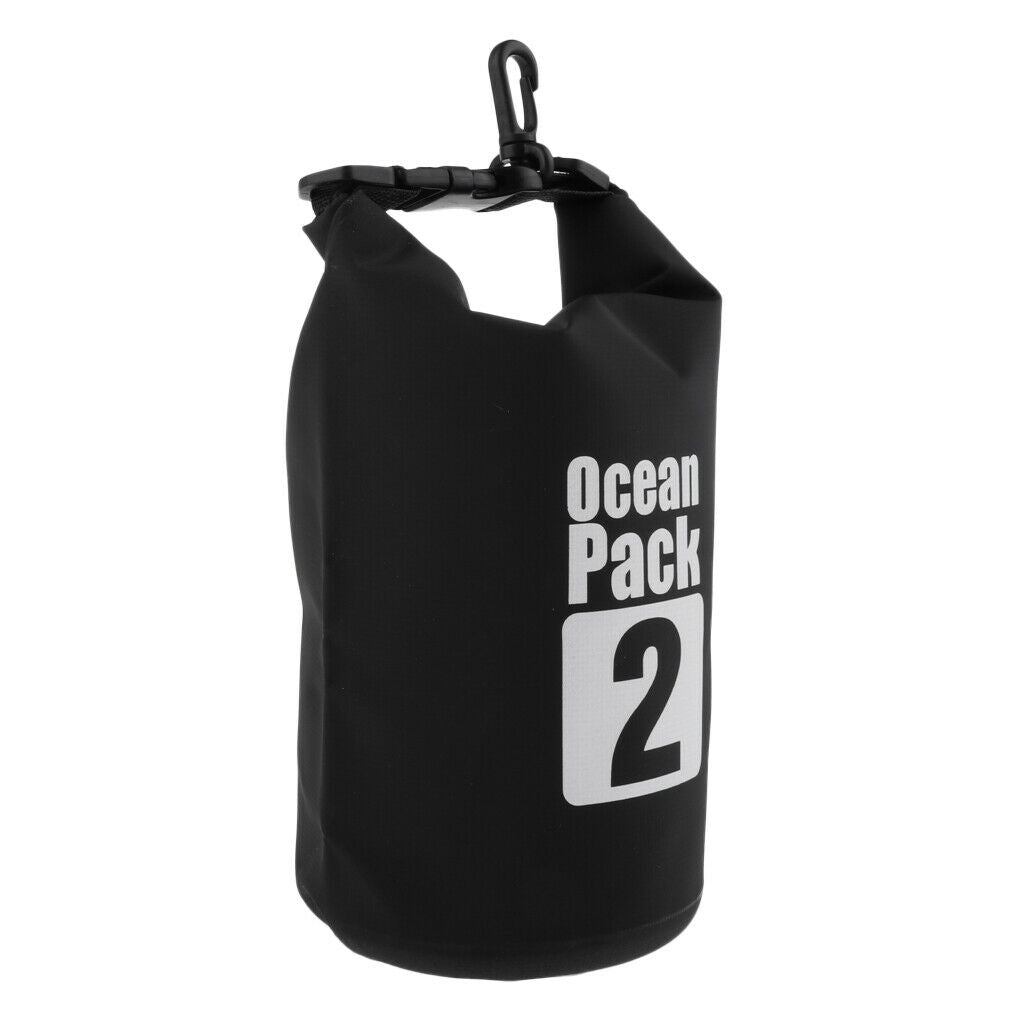2X 2L PVC Waterproof Dry Bag Sack for Canoe Boating Kayaking Floating Black