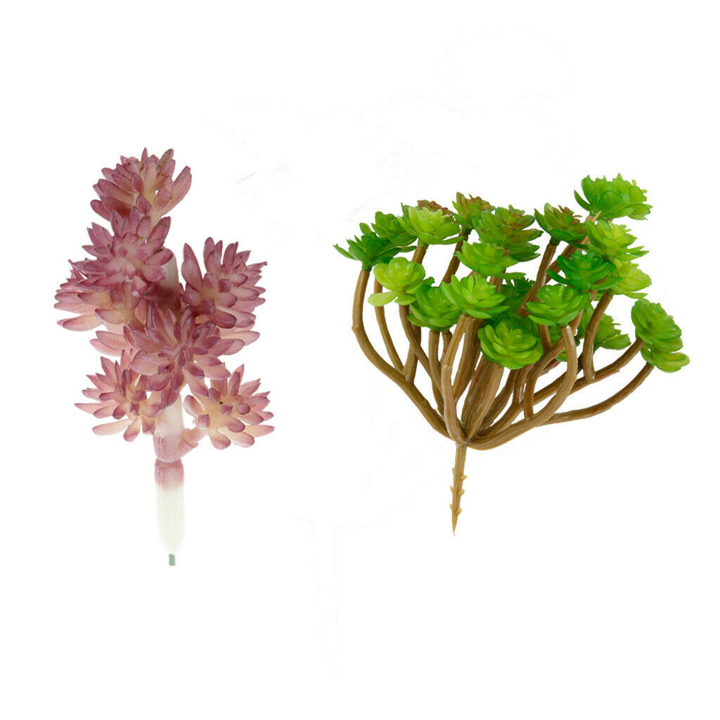 2x Artificial Succulent Flower Floral Stem Plastic