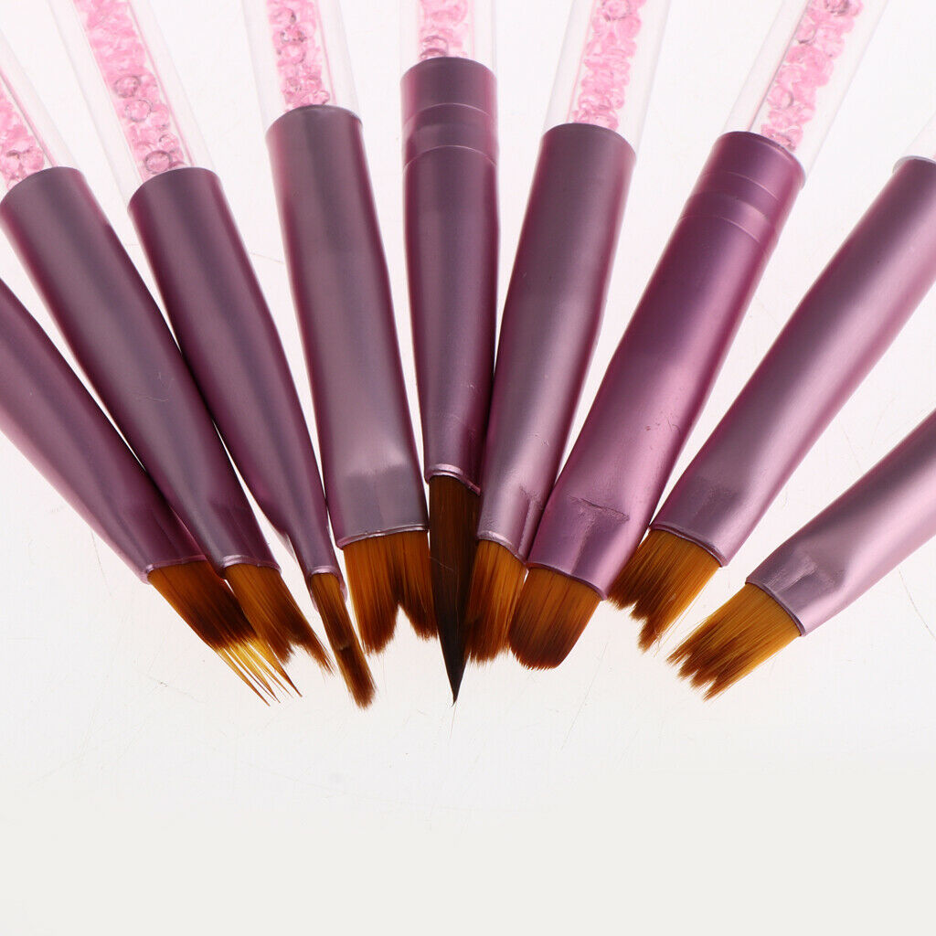 9x UV Gel Acrylic Nail Art Polish Builder Painting Drawing Brushes Pens Set