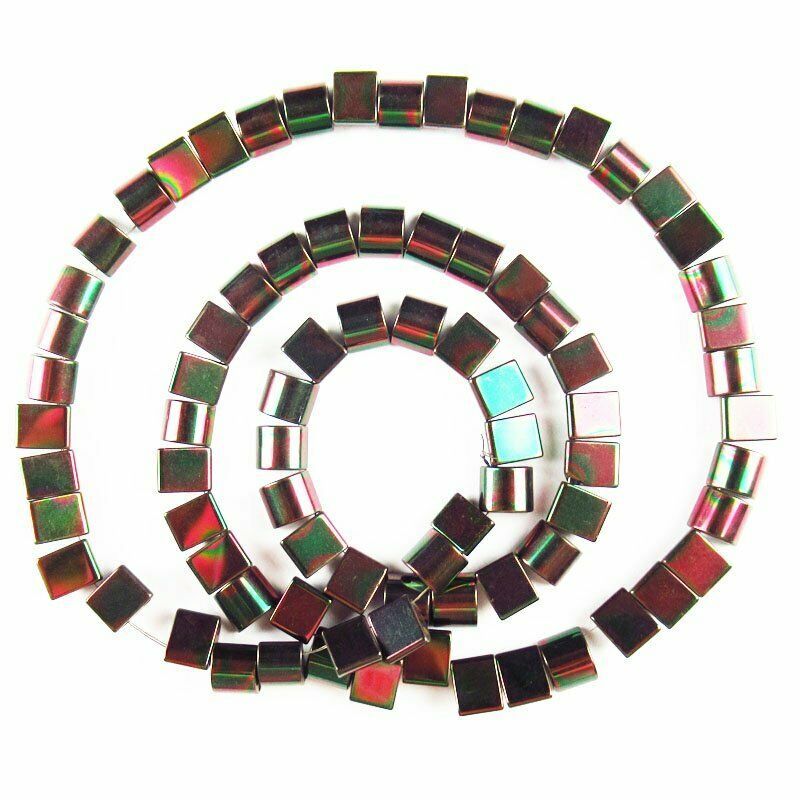 6x5x3mm Black Rainbow Hematite Half Ellipse Loose Bead 15.5 inch 24g A-426TS