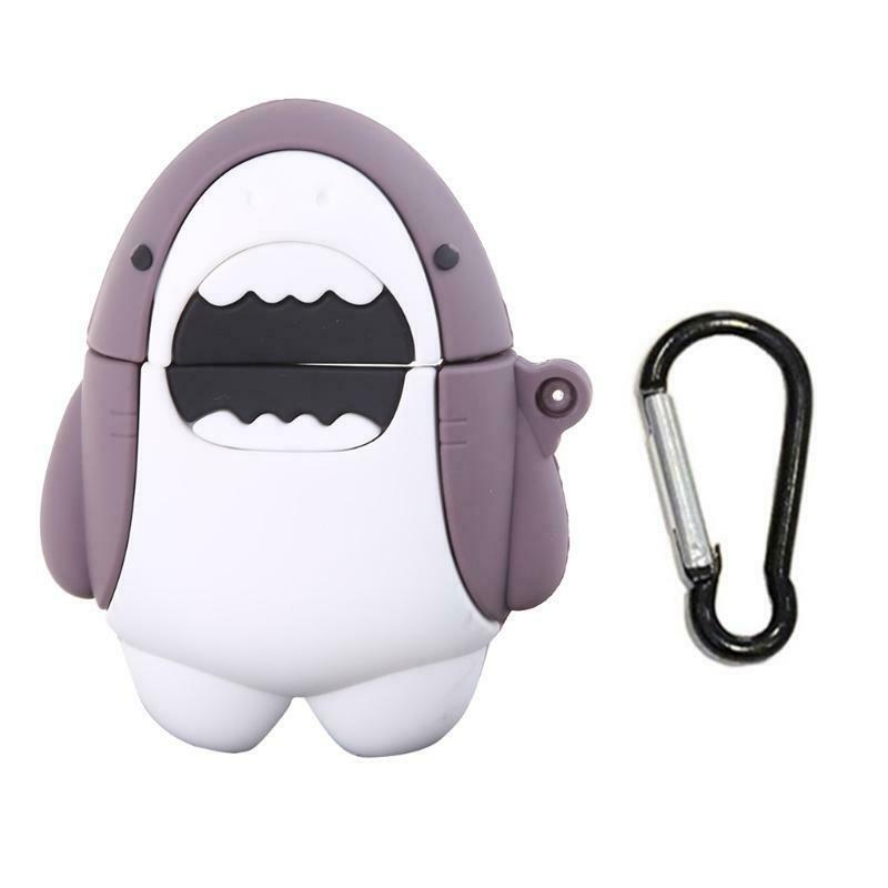 Silicone Protective Case Shark Cover Protector with Carabiner for Airpods 1/2