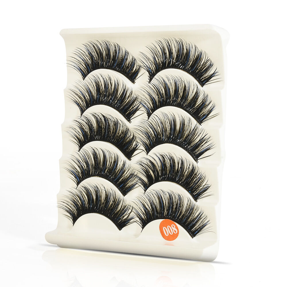 5 Pairs Sexy Blue+Black Long Thick Cross False Eyelashes Handmade eye lashes