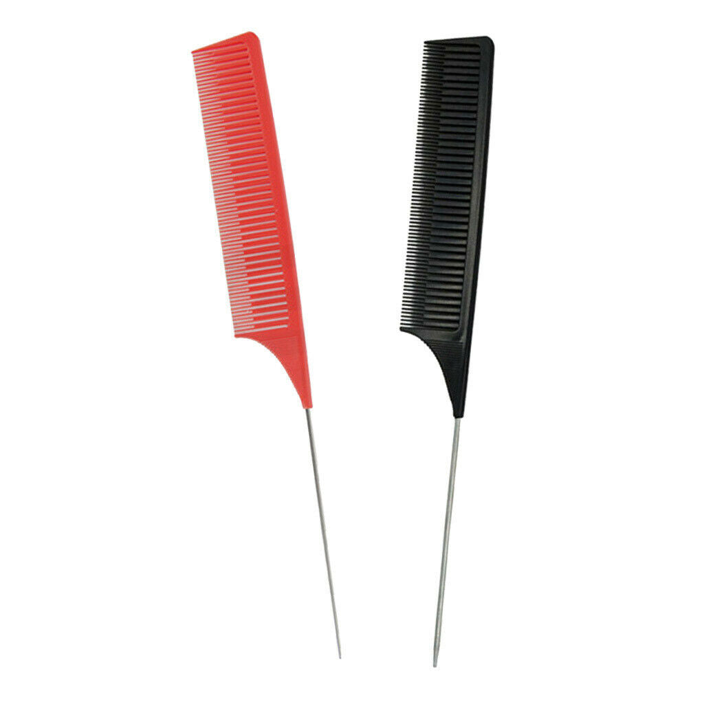 2pcs Black&Red Plastic Weave Highlighting Foiling Hair Comb Highlight Combs