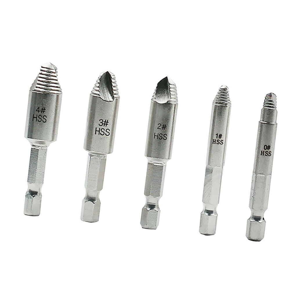 5pcs Screw Extractor Drill Bits Guide Broken Damaged Bolt  Remover