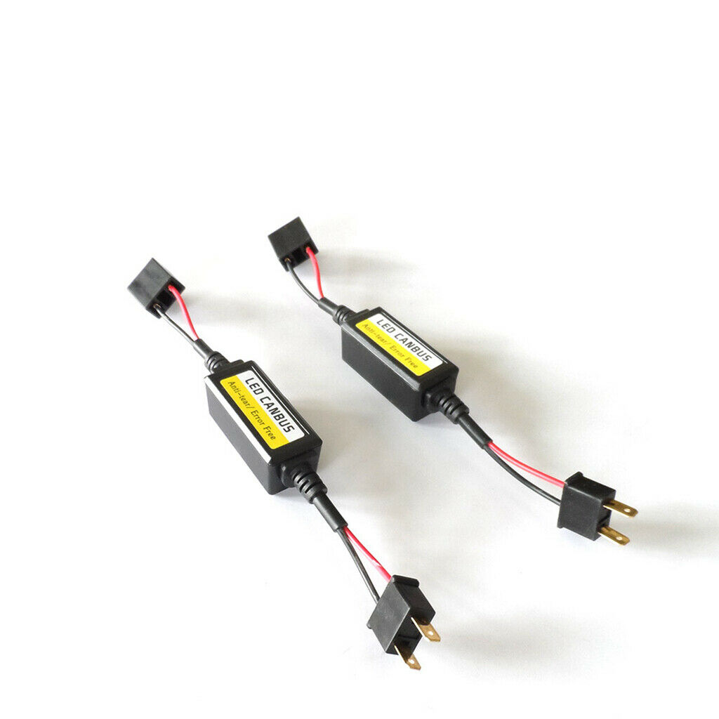 2pcs Car Headlight Decoder LED Anti Flicker Prevent Noise Warning Adapter Kit