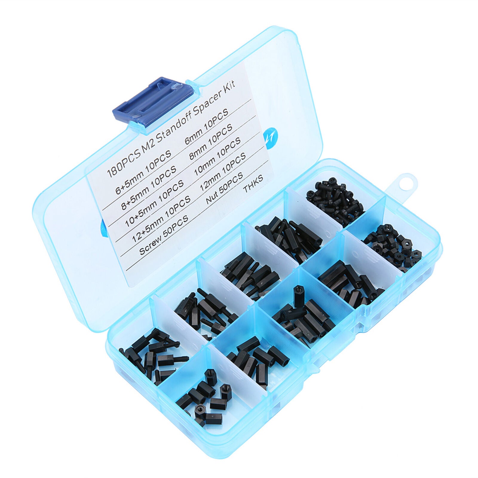 M2 Single-Way Plastic Hexagonal Column Nylon Washer Screw Nut Kit 180 Pcs/set