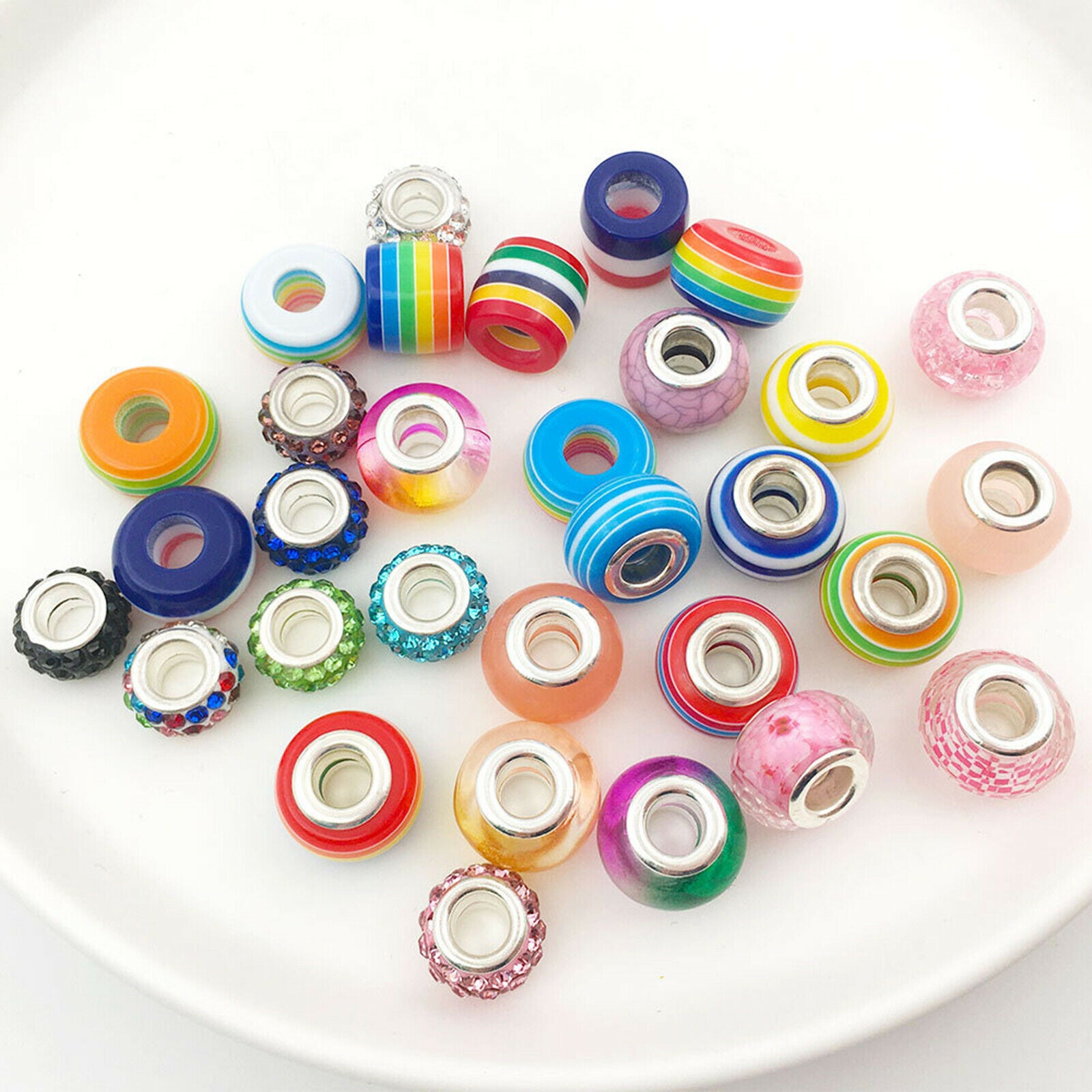 60 PCS DIY Beads Kids Craft Jewellery Making String Bead Round DIY Necklace