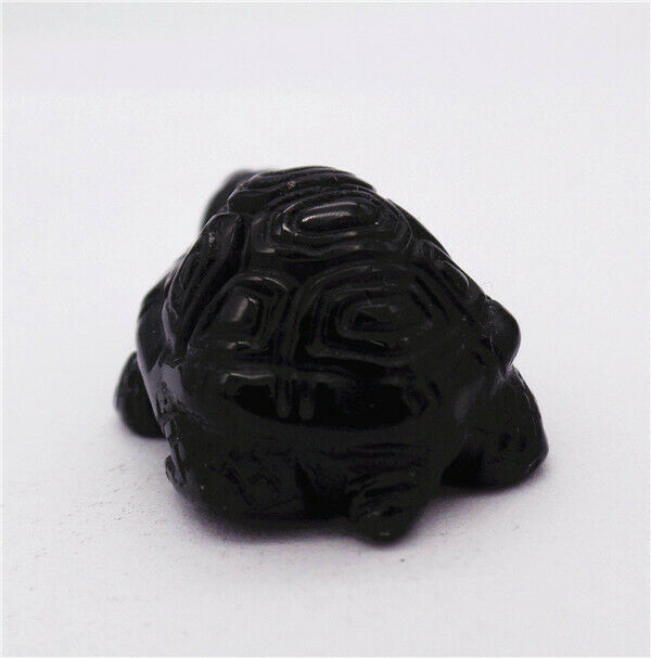35x25x17mm Black Obsidian Carved Tortoise Decoration Statue Home Decor HH7909