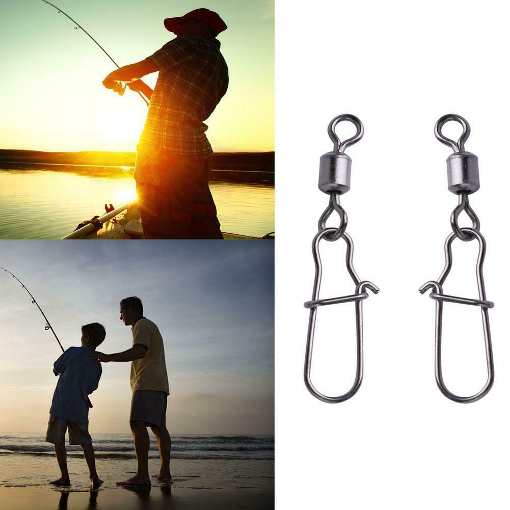100pcs/lot No.6 Steel Fishing Connectors Rolling Swivels with Nice Snap @