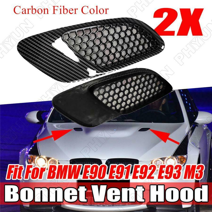 2x Carbon Fiber Style Bonnet Vent Hood Air Vents For BMW E90 E91 E92 E93 M3 Type