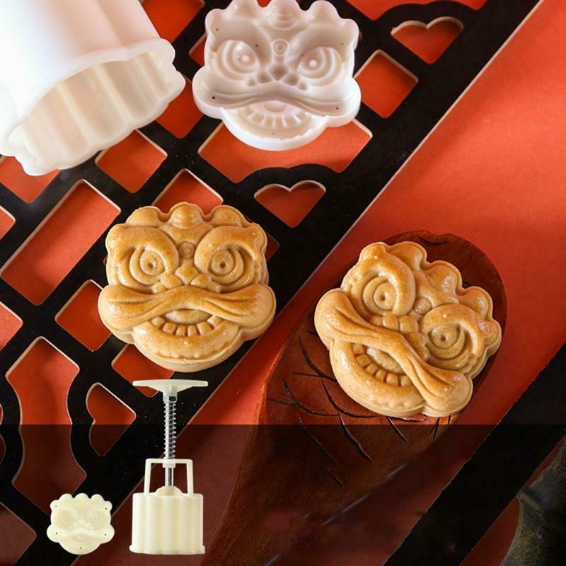 Plastic Mooncake Mold 75g Lion Stamps Biscuit Cookie Cutter Mould DIY Fondant