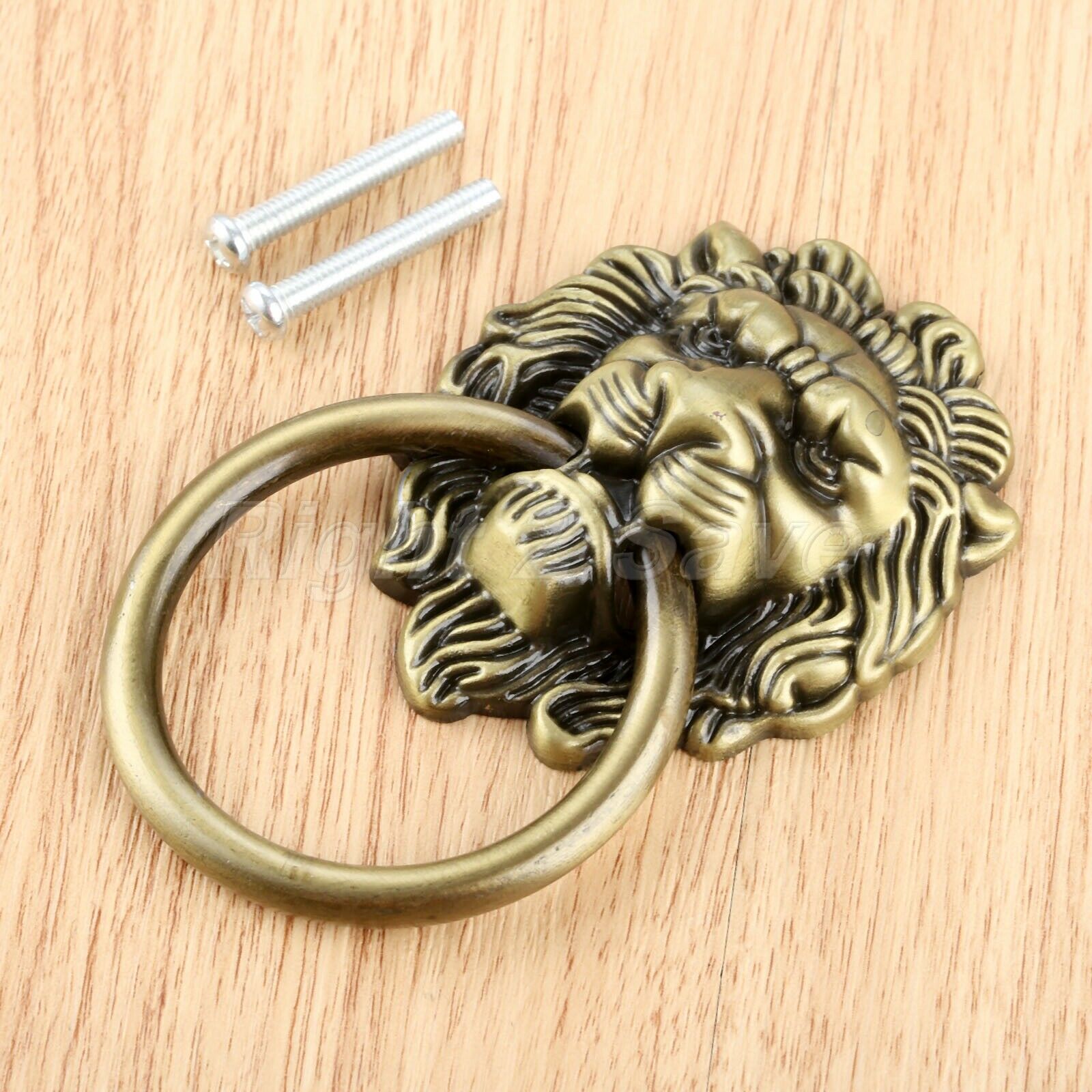 Metal Lion Head Furniture Cabinet Knobs Ring Dresser Drawer Door Pull Handle