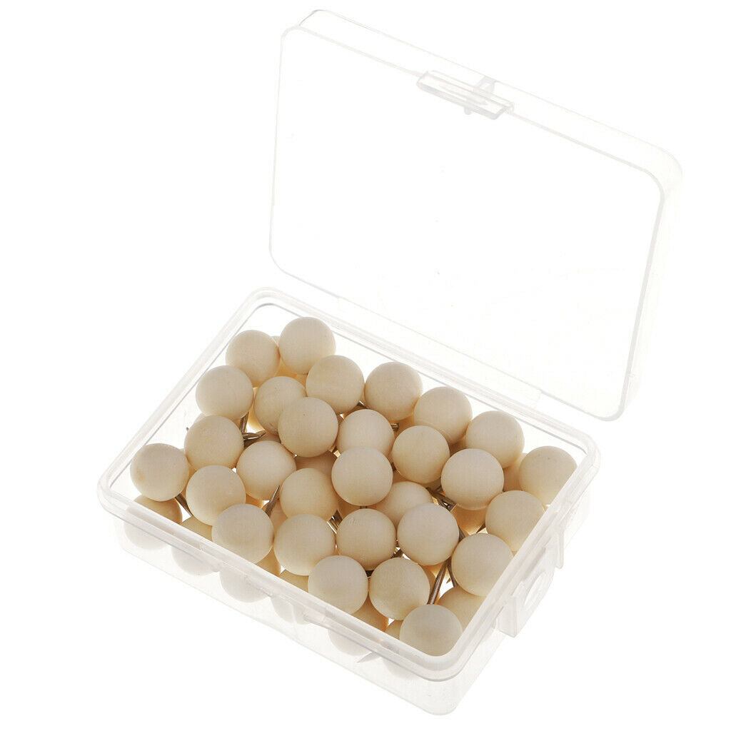 60x Round Wooden Push Pin + 9x Wooden Rhombus Drawing Pins DIY Craft Tacks