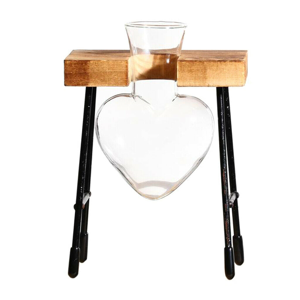 Test Tube Flower Vase ChairWooden Stand for Hydroponic Plant 1 Bottle