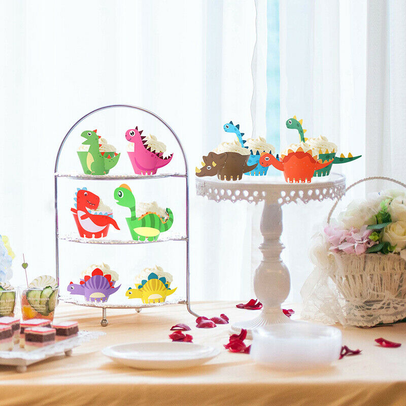 10pc Birthday Dinosaur DIY Cupcake Wrappers Toppers Cake Decorations Baby ShowSJ