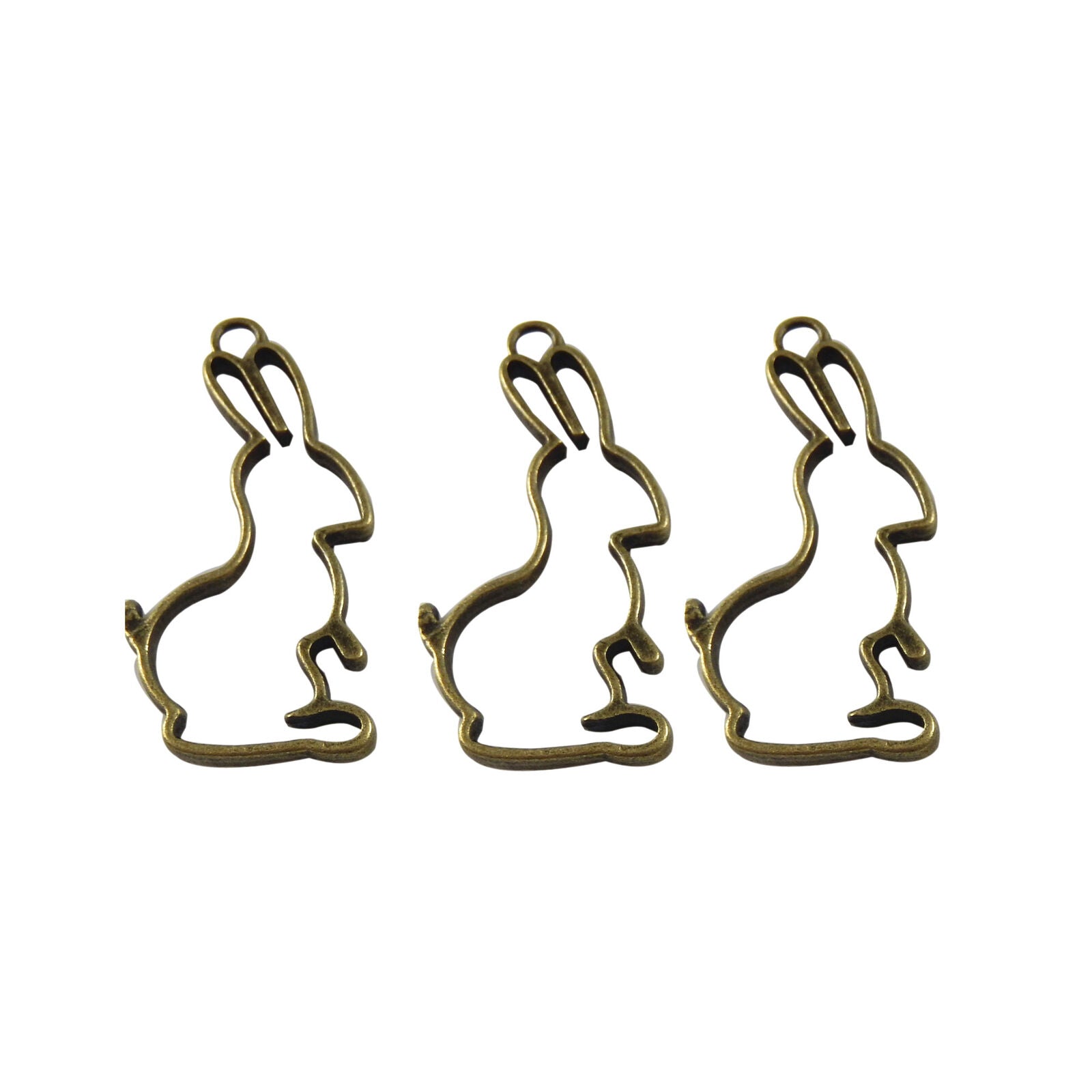 20pcs/pack Antiqued Bronze Alloy Hollowed Rabbit Pendant Charm Jewelry Findings