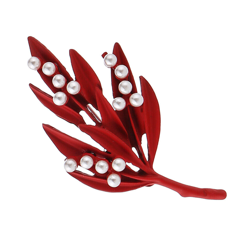 Fashion Women Leaf Brooch Breastpin Corsage for Party Proms Red