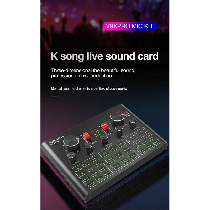 V9X PRO Sound Card,Audio Mixer for Live Broadcast Recording Phone Computer PW5P2
