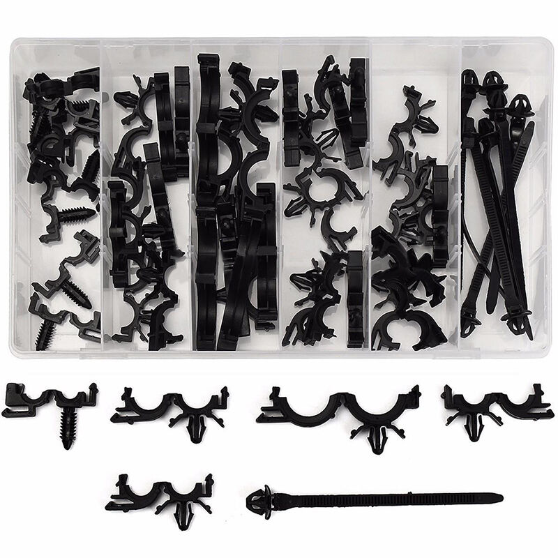54pc Wiring Harness Wire Loom Routing Clips Assortment Convoluted Conduit For GM
