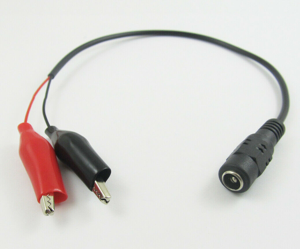 5pcs 5.5x2.1mm DC Power Female Jack to Dual Alligator Clip Test CCTV Cable