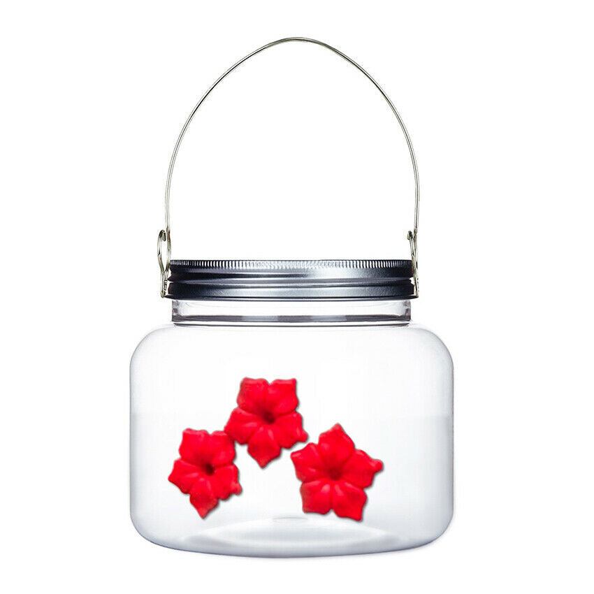 Hanging Feeder Glass Bottle Hummingbird Feeder Flowered Mason Jar Feeding Ports