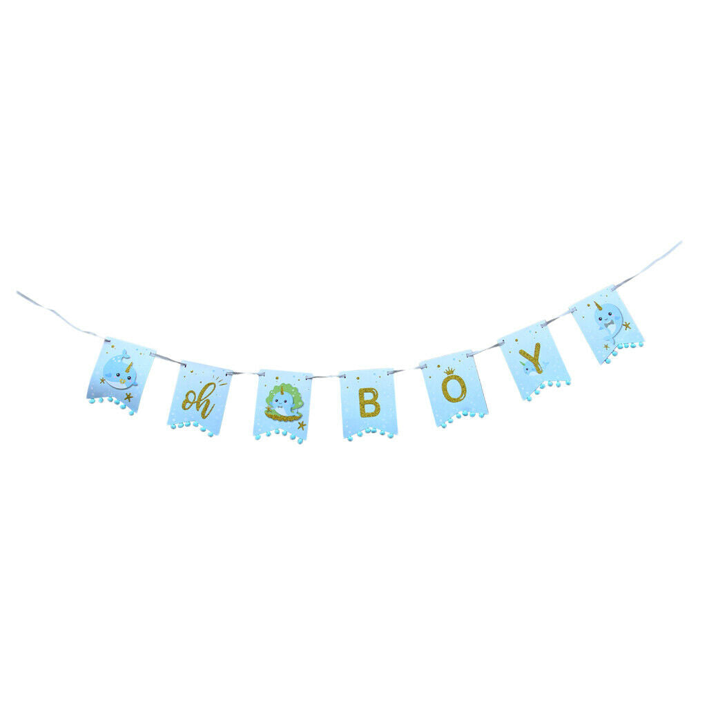 Shark Series Paper Banner Birthday Bunting Children Garland Hanging Decor