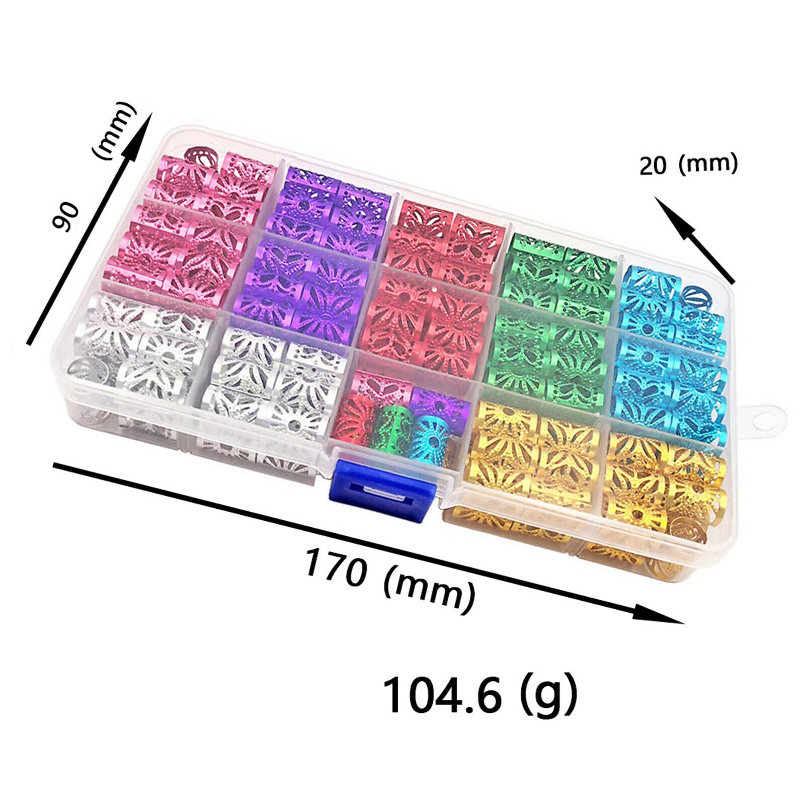 170Pcs Adjustable Hair Braid Cuff Clips Tubes Jewelry For Hair Extension