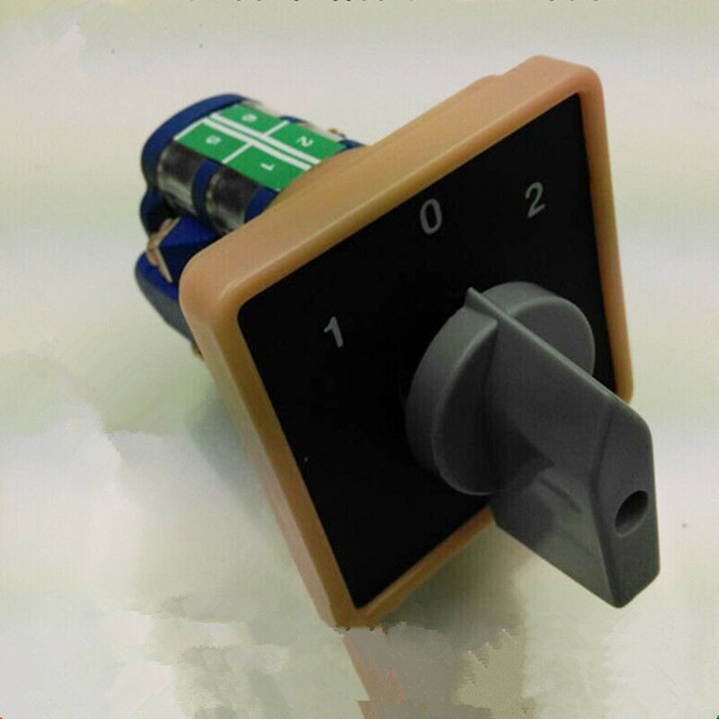 1PCS Rotary Changeover Switch 3 Positions (1-0-2) ON/OFF/ON 8 Terminals 600V 20A
