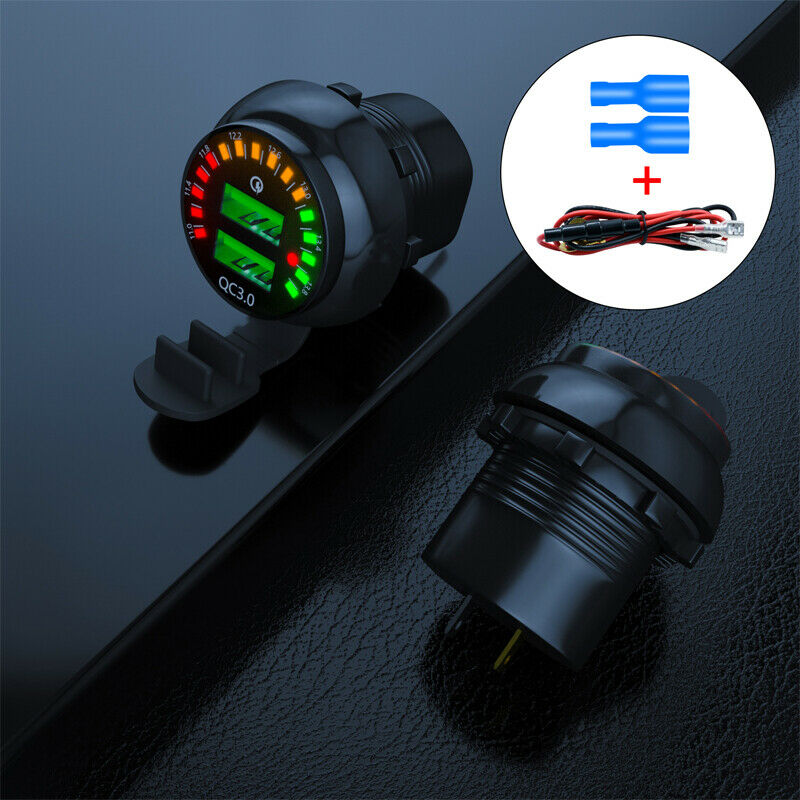 Car Motorcycle Modified Colorful Screen with Voltage Display QC3.0 Fast Charger