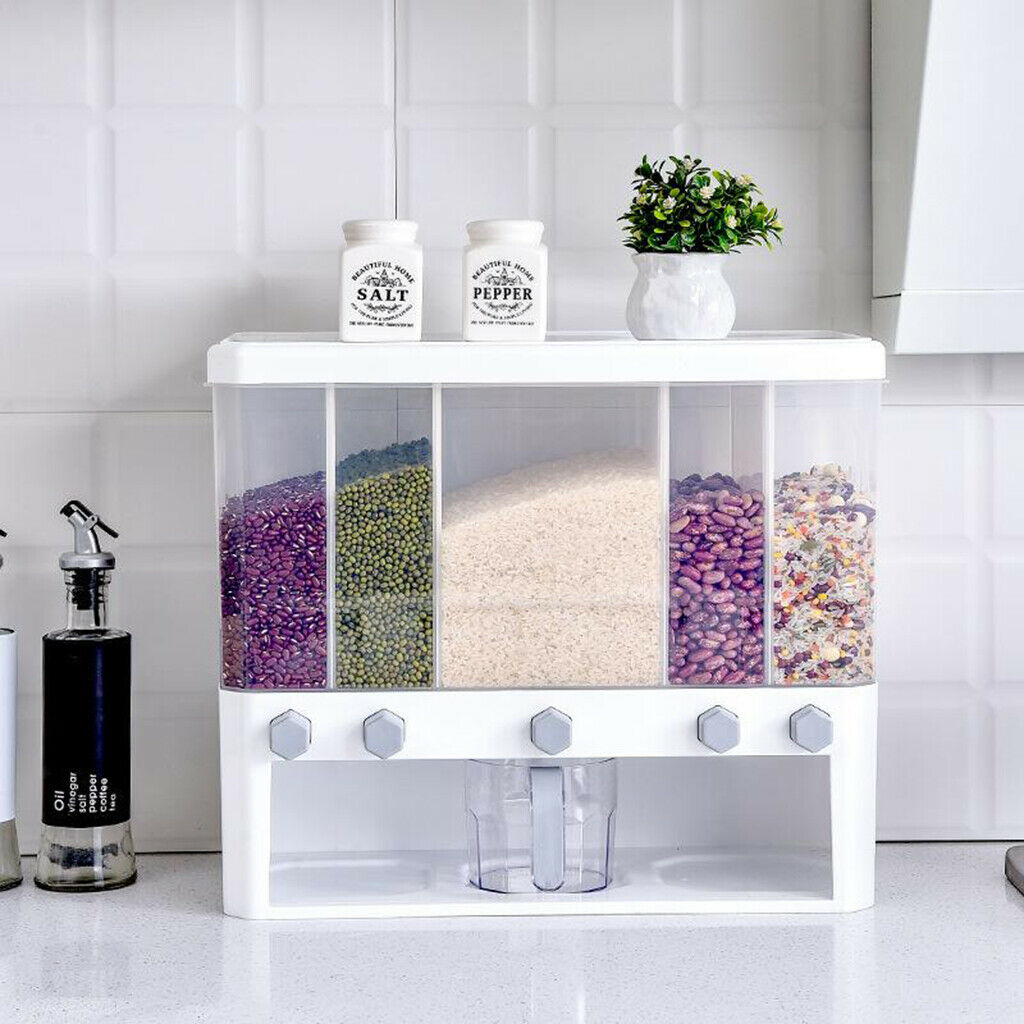 5 in1 Countertop Rice Bucket Grain Dispenser Dry Food