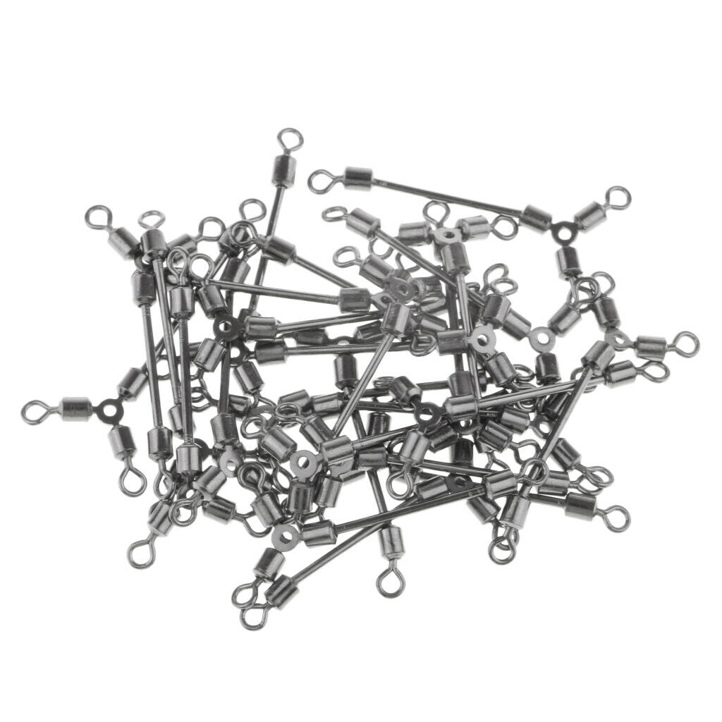 50pcs/lot Copper 3 Way Fishing Rolling Barrel Swivels Bearing Connector Solid