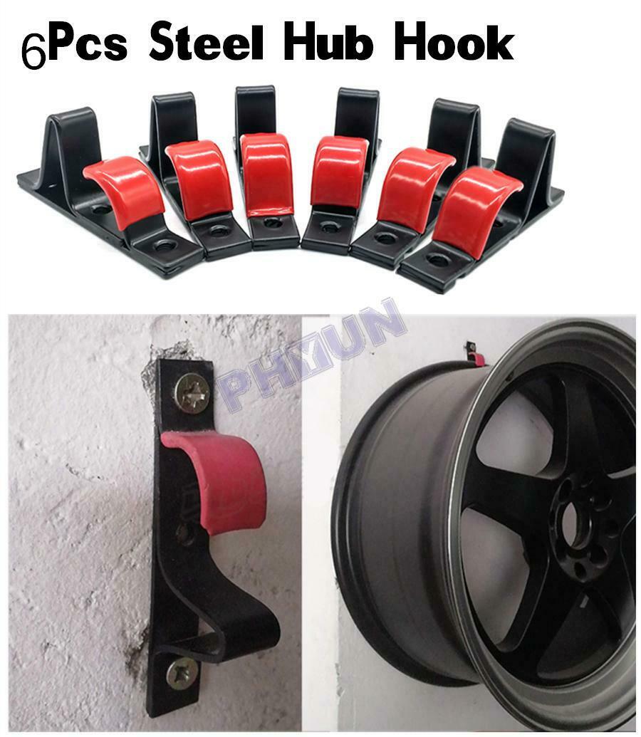 Universal 6Pcs 13-22 inch "J" Tire Wheel RIM Hub Hook Metal w/ Expansion screws