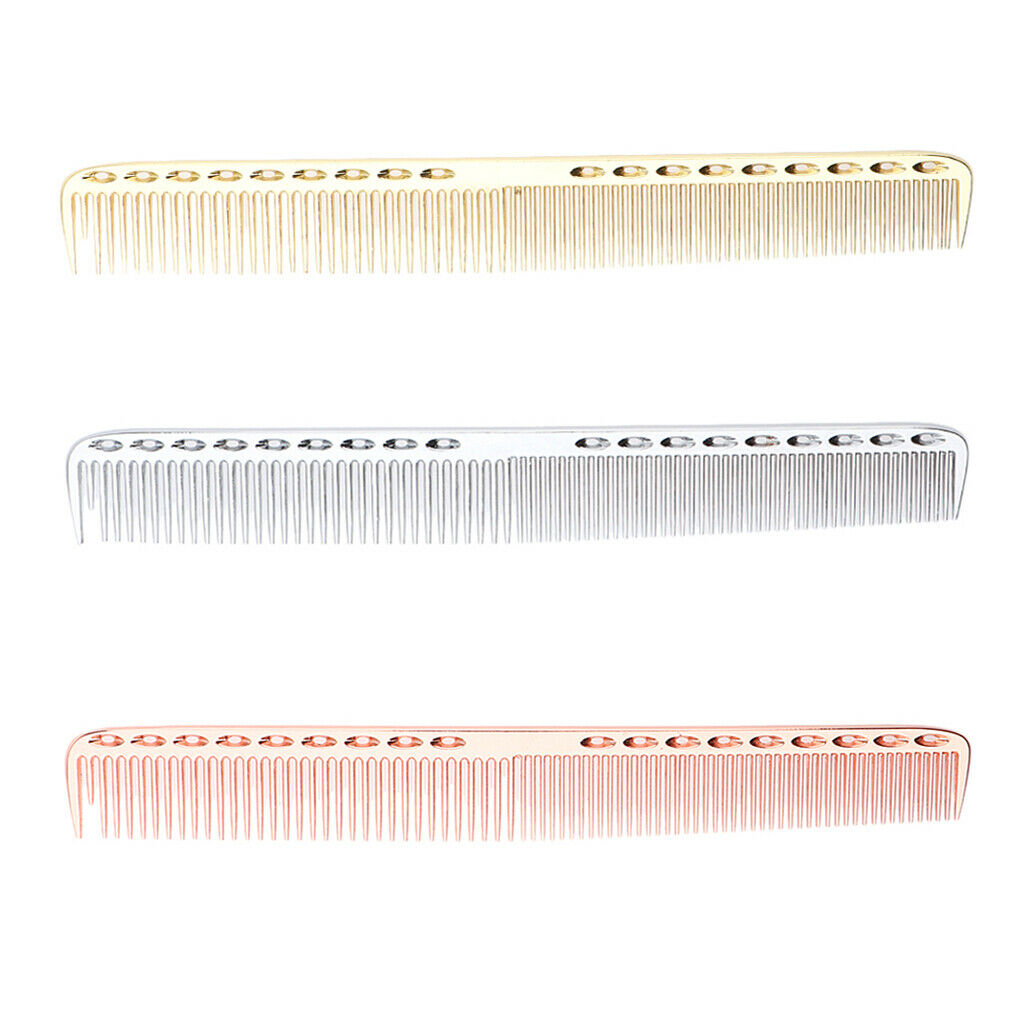 21.5cm Salon Hairdressing Aluminum Hair Comb Anti Static Detangling Comb 3x