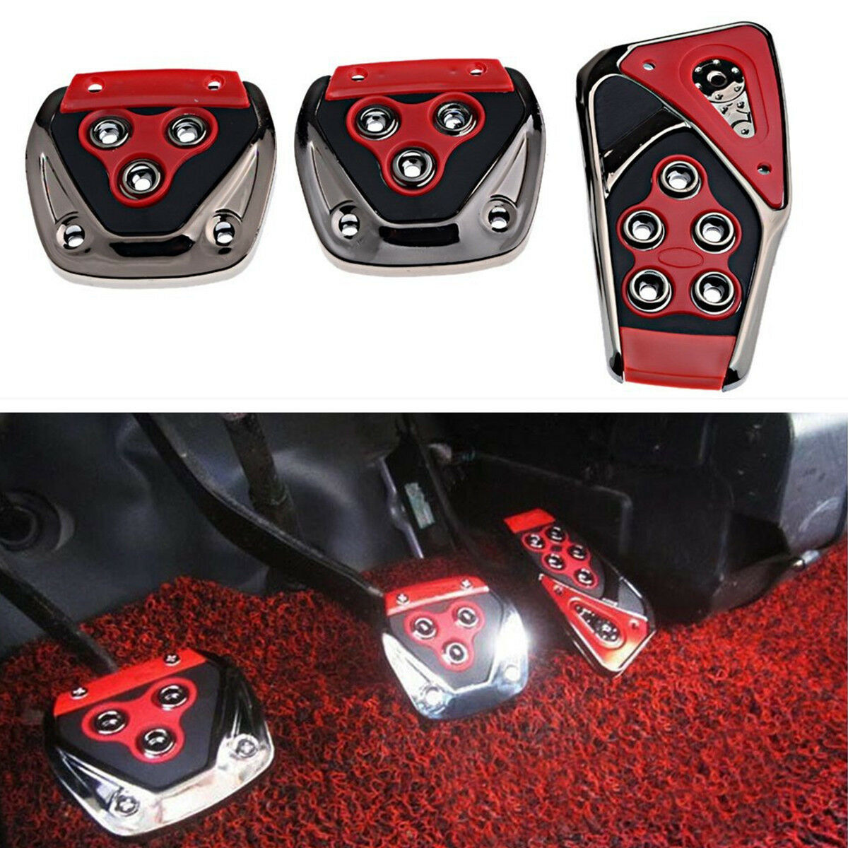 3Pcs Non-Slip Manual Car SUV Gas Clutch Brake Accelerator Foot Pedal Treadle Pad