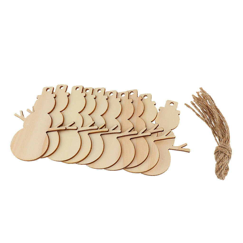 10pcs Blank Christmas Snowman Cutout Wooden Gift Tags Xmas Tree Decorations